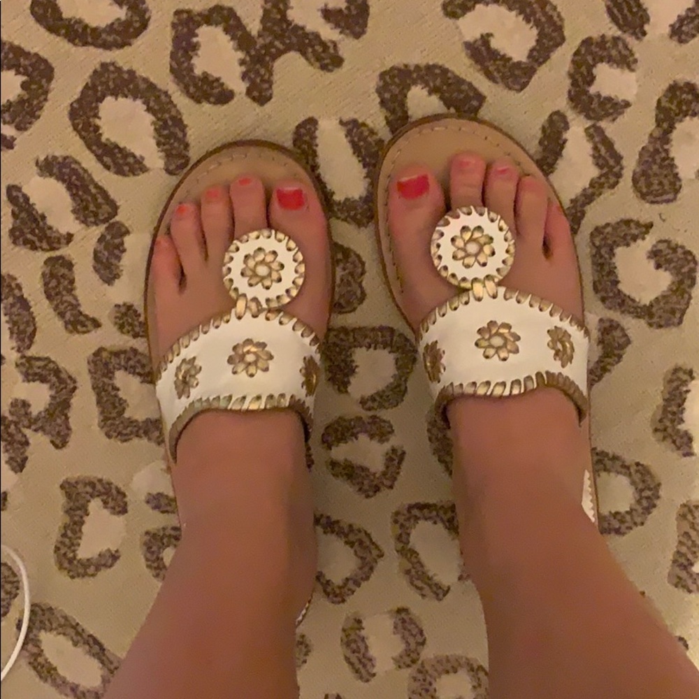 Jack Rogers Gold and White Sandal